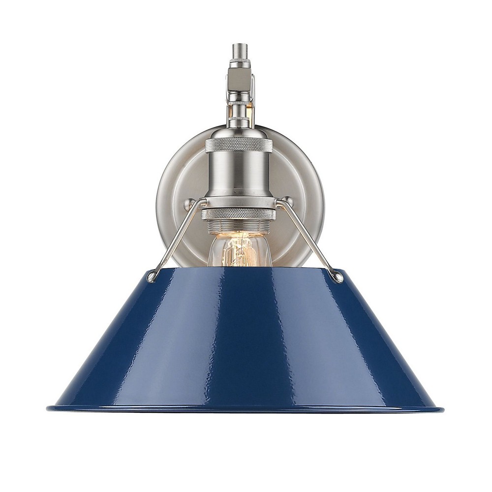 Golden Lighting-3306-1W PW-NVY-Orwell - 1 Light Wall Sconce in Durable style - 9.63 Inches high by 10 Inches wide Pewter Navy Aged Brass Finish